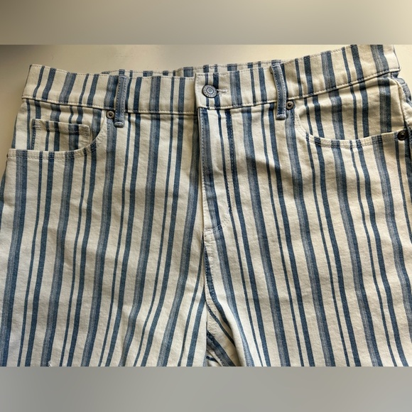 Loft Denim Cut Off Shorts Blue White Stripe Size 10 - Picture 2 of 10